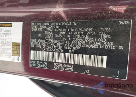 2005 Scion Xb from USA, damaged, VIN JTLKT334254029746